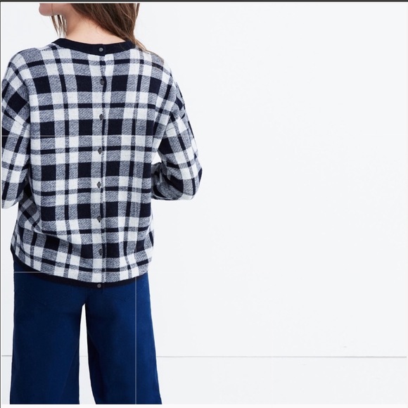 Madewell navy and gray plaid sweater- xs - Picture 3 of 5
